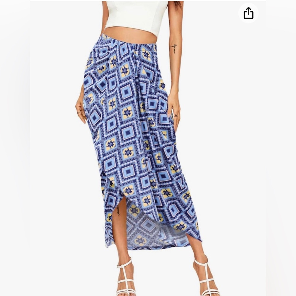 NWT EXLURA Women's Maxi Skirt Slit Asymmetrical Boho - Size Large